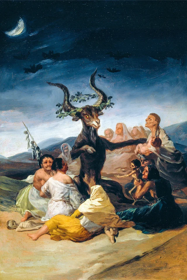 Ein Foto von einem Bild des Malers Francisco de Goya mit dem Titel Hexensabbat aus dem Jahr 1798.