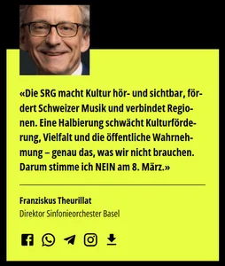 Orchesterdirektor Franziskus Theurillat spricht sich gegen die SRG-Halbierungsinitiative aus.